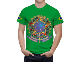 Brazil T-shirt Proud Brazil Flag Coat of Arms  Fan Sport T-Shirt Gift - £25.72 GBP