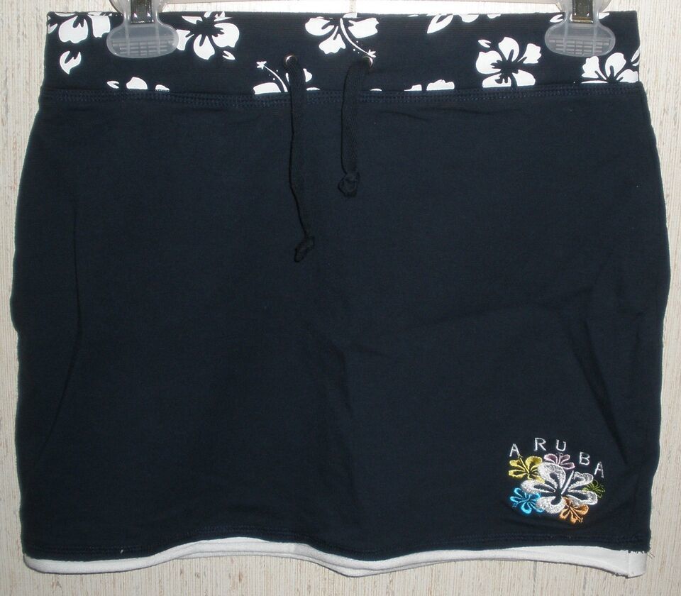NEW WOMENS Beach Blue NAVY BLUE KNIT SWIMSUIT COVERUP SKIRT  SIZE M - $17.72