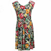 RALPH LAUREN Multicolor Floral Double Layer Stretch Jersey Belted Dress XL - £55.81 GBP