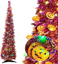 5FT Halloween Pop-up Tree with Spooky Green Lights,Christmas Tree Indoor Outdoor - £15.54 GBP