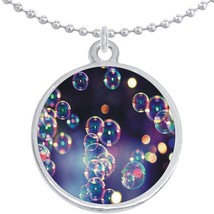 Rainbow Bubbles Round Pendant Necklace Beautiful Fashion Jewelry - £8.60 GBP
