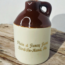 Vtg Plain &amp; Fancy Bird-In-Hand PA Brown Cream Souvenir Syrup Jug/Crock USA - $13.90