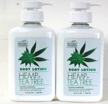 2 Bottles Natural Therapy 16.9 Oz Hemp Tea Tree Relaxing Refreshing Body Lotion - £22.41 GBP