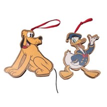 Vintage Disney Wooden Donald Duck / Pluto Christmas Ornaments Kurt Adler Rare - £15.79 GBP