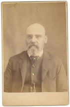 Circa 1890&#39;S Named Haunting Cabinet Card Creepy Older Man Suit Beard Genoa, Oh - £9.53 GBP