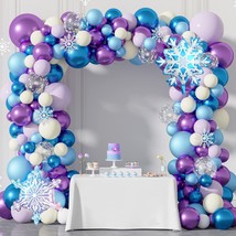 Frozen Balloon Garland Arch Kit Snow Blue And Purple White Balloons Birthday Sno - £21.98 GBP