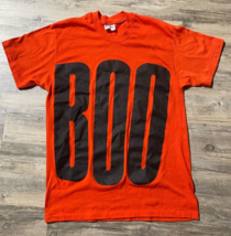 Vtg Halloween Single Stitch T-Shirt BOO Orange Scary Size Large Made in USA - £15.14 GBP
