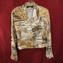Christina Hope Blazer top jacket African print Cheetah size small - £15.45 GBP