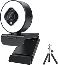 1080P Webcam Webcam with Microphone and Ring Light HD Web Cam for Desktop PC Lap - £44.52 GBP