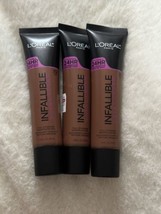 Lot 3 L'Oreal Paris Infallible Total Cover Foundation Shade #312 Cocoa 1 fl oz - $17.82