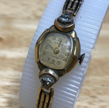Vintage Orvin Hand Wind Watch Swiss Women 17J Diamonds Cocktail Stretch Band - £36.44 GBP