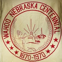 Wahoo Nebraska NE Centennial Linen Banner Flag Sign 1870 1970 34&quot;x34&quot; - £91.90 GBP