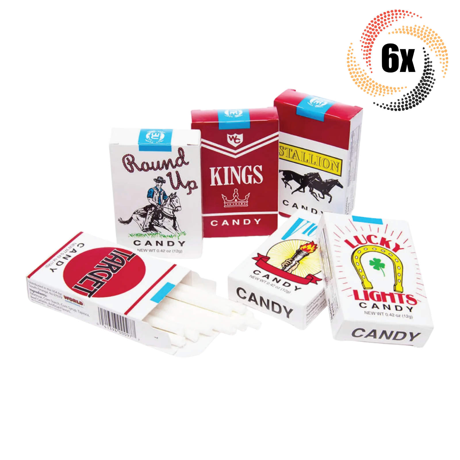 6x Packs World&#39;s King Size Assorted Design Candy Cigarettes | Fast Shipping - $9.45