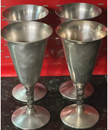 Valero Silver Plated Wine Goblets (4) 7&quot; x 3-3/8&quot; E.B.P. Twisted Stems - £31.01 GBP