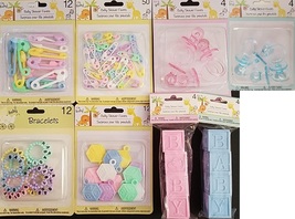 Baby Shower Favors Diaper Pins Bracelets Pacifiers Pendants Blocks, Sele... - £2.31 GBP+