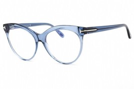 TOM FORD FT5827-B 090 Shiny Transparent Blue 55mm Eyeglasses New Authentic - $128.57