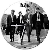 The Fab 4 Early Beatles Photo Image 13.5&quot; Cordless Wood Wall Clock NEW S... - £15.44 GBP