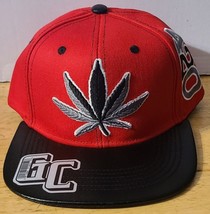 Marijuana Leaf 420 Cannabis Weed Pot Snapback Baseball Cap Hat ( Red &amp; Black ) - £12.07 GBP