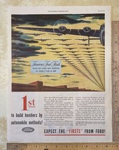 Vintage Print Ad Ford Bombers Planes Willow Run Plant Wartime 13.5" x 10.5" - $17.63
