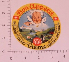 Vintage Bon Appetit Creme Gruyere  Cheese label - £6.30 GBP