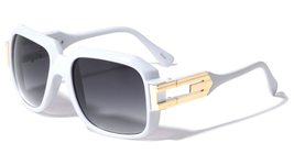 Gazelle Cosa Nostra Square Hip Hop Luxury Sunglasses (White &amp; Gold Frame, Black  - £10.27 GBP