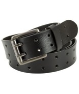 MEN GENUINE LEATHER 2 Hole Black Casual Belt with Heavy Silver Buckle - $250.28 MXN+