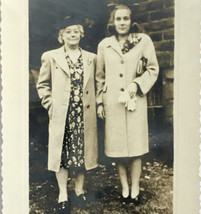 c1930 Ladies In Coats Hats Photo Black White Deckle Edges With Silvering Vintage - £10.38 GBP