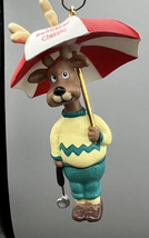 Hallmark Keepsake Ornament Reindeer Golfer Umbrella 1994 3.75 ins. Thailand - £7.98 GBP