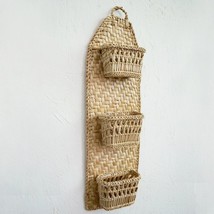 3 Tier Woven Handmade Hanging Hooks Organiser Storage Pocket Wardrobe Basket - £8.04 GBP+