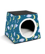 Mondxflaur Cartoon Moon Cat Beds for Indoor Cats Cave Bed 3 in 1 Pet House - £26.43 GBP