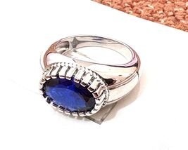 Sterling silver 925 ring for men sapphire gemstone ring men solid silver... - $97.62