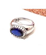 Sterling silver 925 ring for men sapphire gemstone ring men solid silver... - $97.50