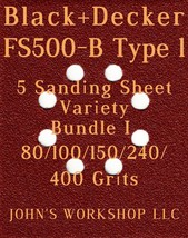 Black+Decker FS500-B Type 1 - 80/100/150/240/400 Grit - 5 Sheet Variety ... - $4.99