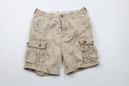 Vintage Hollister Mens 32 Faded Button Fly Heavyweight Cargo Shorts Brow... - $49.45