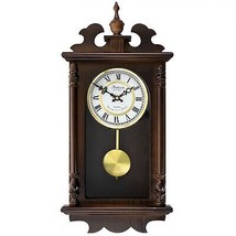 Bedford Clock Collection Leo 21 Inch Chestnut Wood Chiming Pendulum Wall Clock - £109.36 GBP