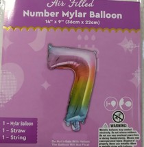 1 Pcs 14&quot; Gradient Number 7 Foil Balloon Seven Decoration Happy Birthday... - $10.10