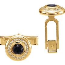 14k Yellow or White Gold Onyx and Diamond Cufflinks - $66,788.04 MXN+