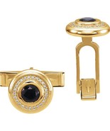 14k Yellow or White Gold Onyx and Diamond Cufflinks - $3,575.00+