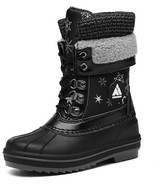 Mishansha Black Winter Snow Boots White Snowflakes Girl Boy Waterproof T... - $33.65