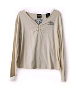 Harley Davidson Shirt Womens Sz XL Cream Long Sleeve 100% Cotton TX - $19.99
