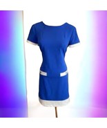 Tommy Hilfiger Scuba Crepe A Line Shift Dress Size 8 Retro Royal Blue Wh... - $623.16 MXN