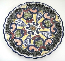 Talavera Mexican Pottery Majolica Wall Plate Scalloped Signed 10.25&quot; Excellent - £14.93 GBP