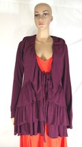 MY Tribe Beka Plum Purple Tiered Ruffled Cardigan Womens Size Large New with Tag - £40.75 GBP