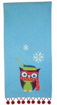 Embroidered Christmas Holiday Winter Owl Kitchen Towel or Guest Towel Split P - £9.65 GBP