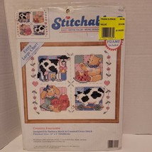 Stitchables 72125 Country Foursome 10x8 Sealed Counted Cross Stitch Kit Cow Bear - £14.16 GBP