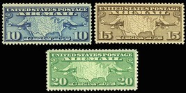 1926 U.S. Map and Mail Planes Airmail Set of Three VF Stamps Mint NH - £11.93 GBP
