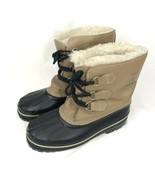 Sorel Duck Boots Womens 6 Ram Tan Leather Black Rubber Snow Boots Adult - £22.90 GBP