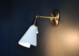Petite Magari Adjustable Wall Lamp in Black, White &amp; Brass - £146.27 GBP