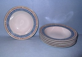 Sonoma Home Goods SOG4 Blue Mosaic 6 Soup Bowls - $334.86 MXN