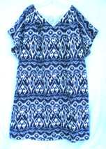 Jessica London Womens Blue and White Short Sleeve Tribal Print Dress Siz... - $18.99